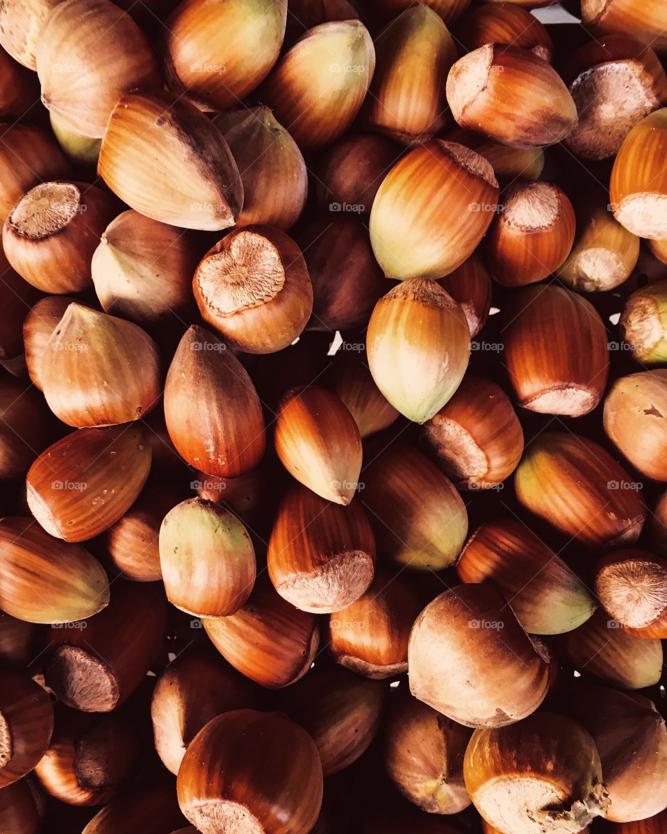 Full frame shot of hazelnuts