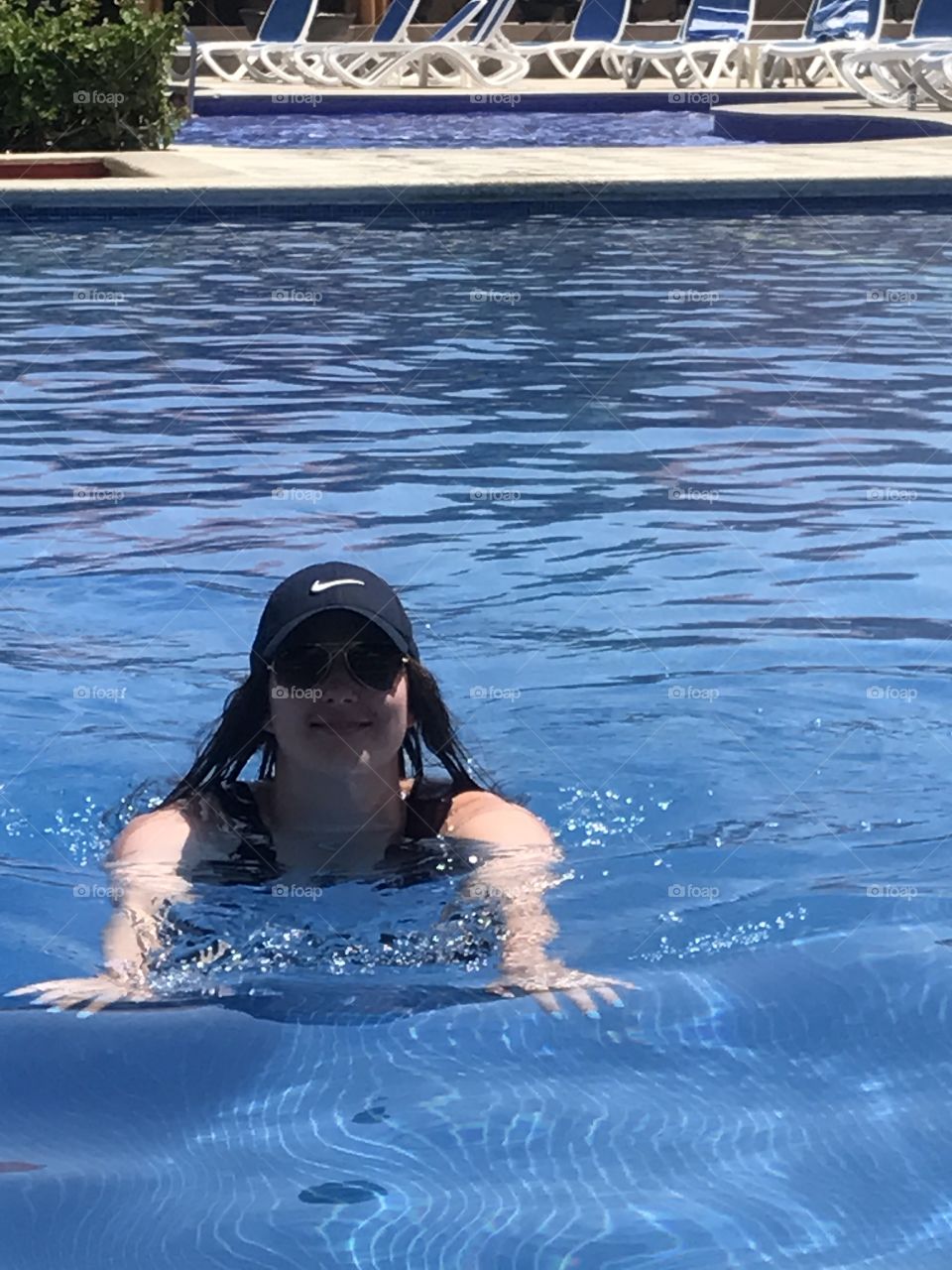 Cooling off in the beautiful resort pool