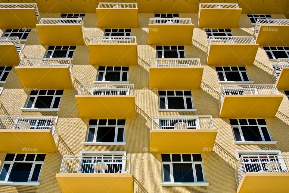Symmetrical hotel balcony in Daytona Beach