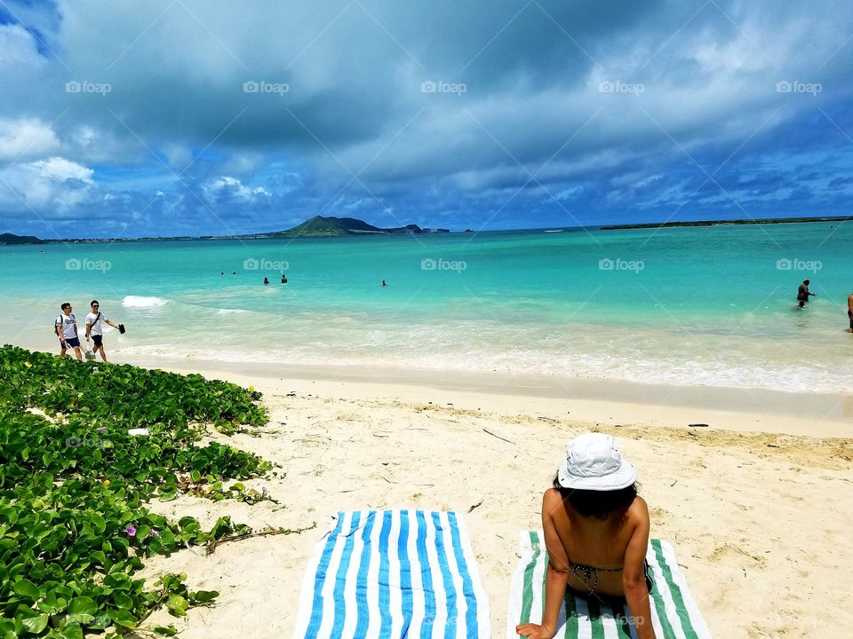 Sunbathing at Kailua beach