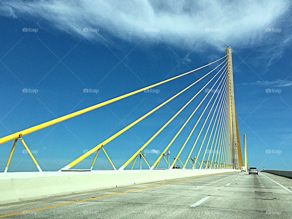 Blue skies over the bridge. Bright blue sky over the bridge 