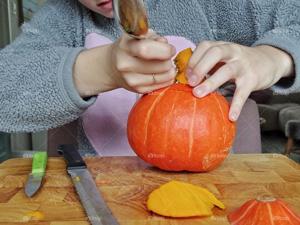 Carving pumpkin