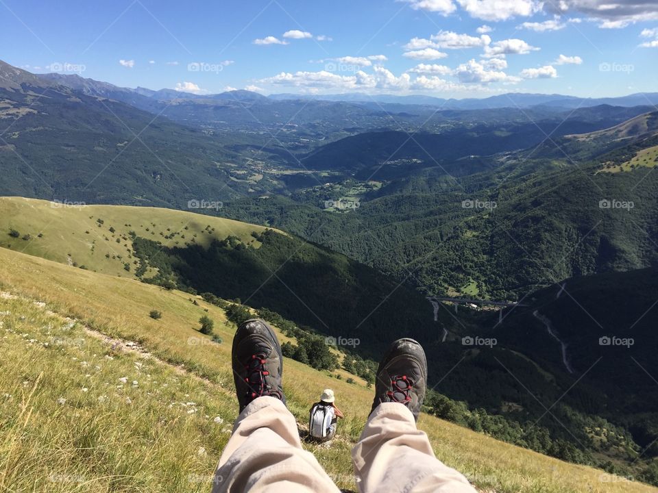 funny moment in high mountain Looking from my feet