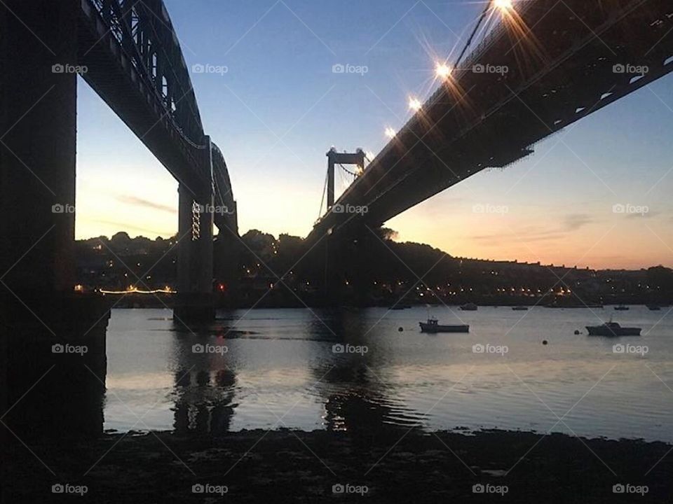 Plymouth bridge at sunset 