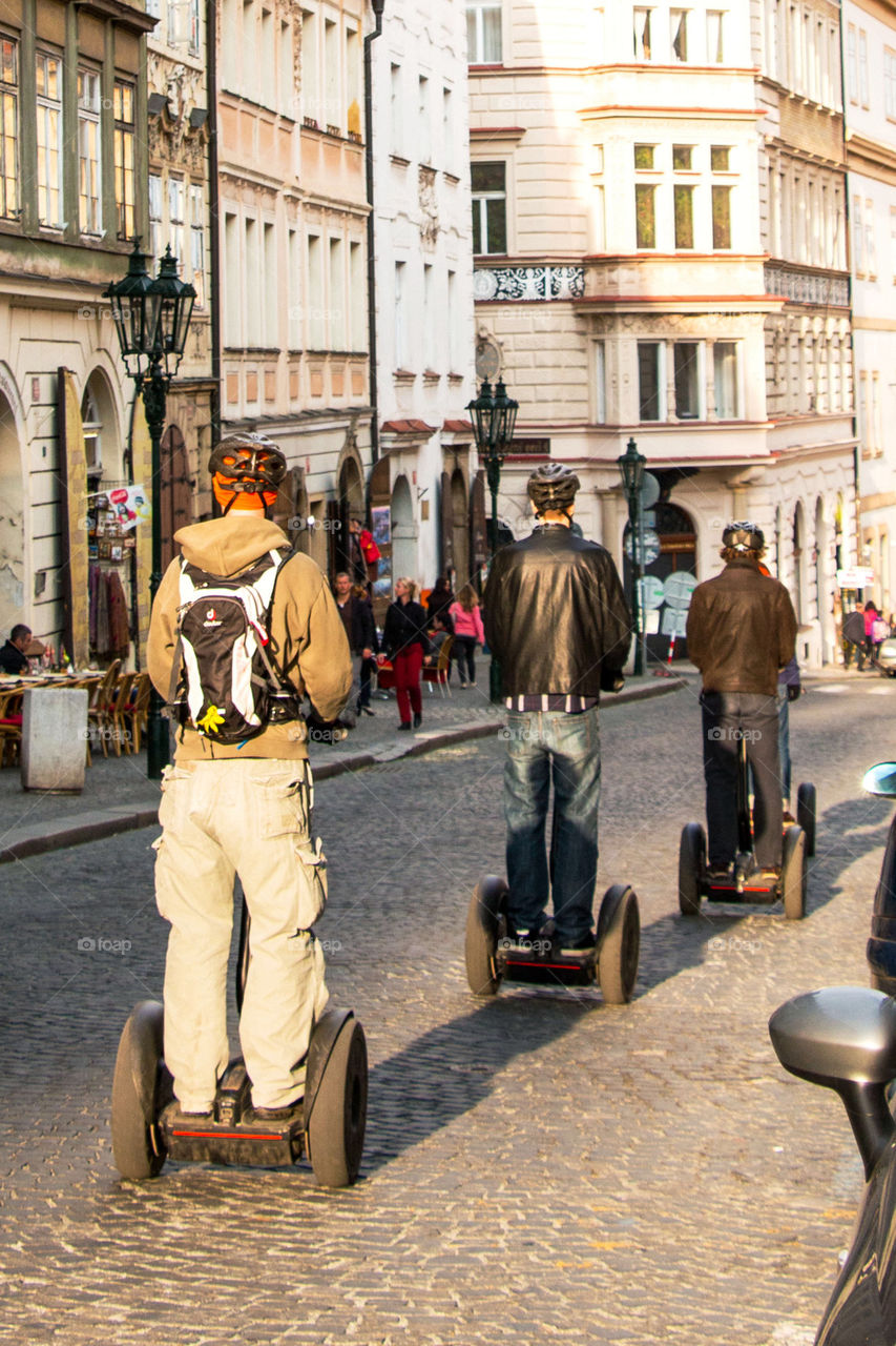 People on segways in Prague 