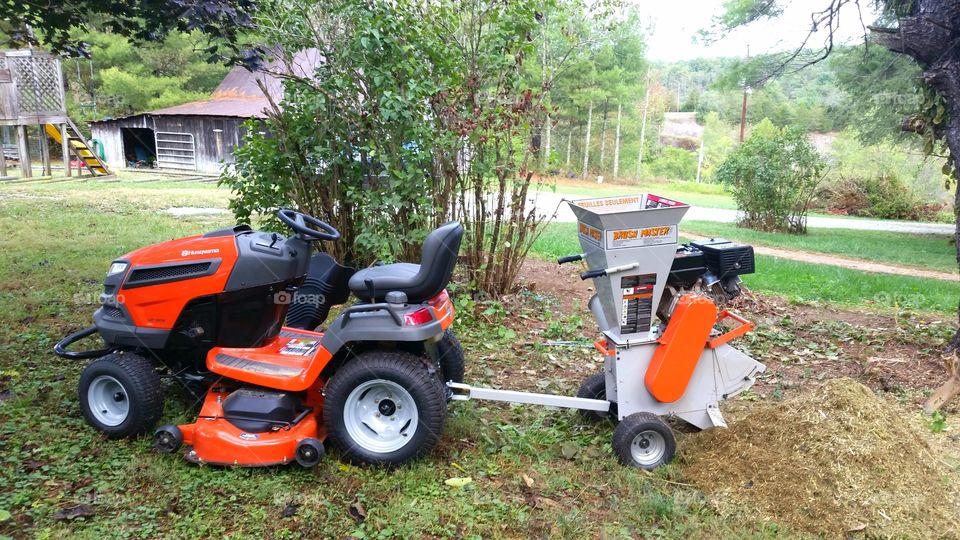 Shredding brush into mulch