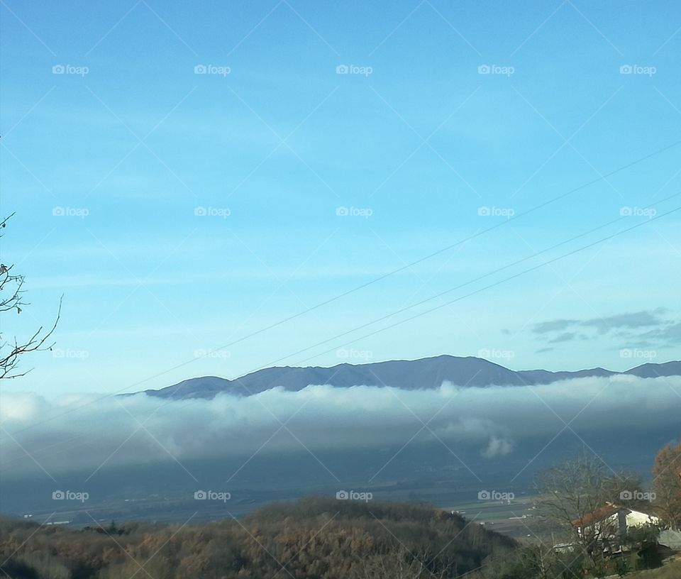 The mountain,  despite the fog