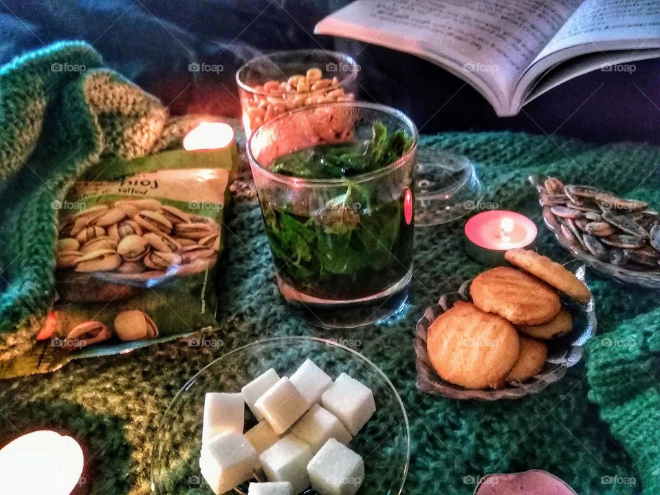 In winter I enjoy a cup of moroccan tea with mint and nuts and reading