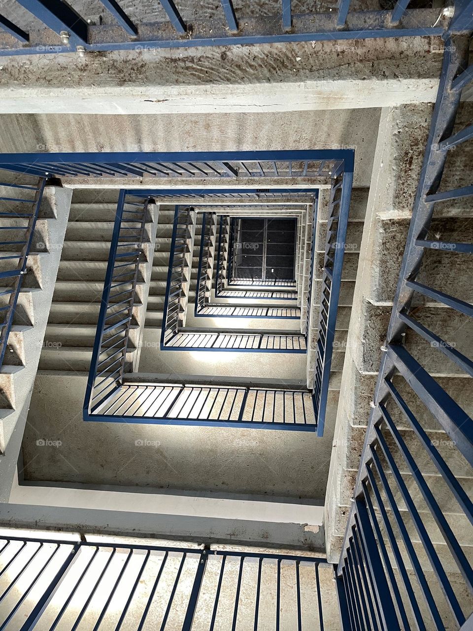 View of a stairwell from top to bottom