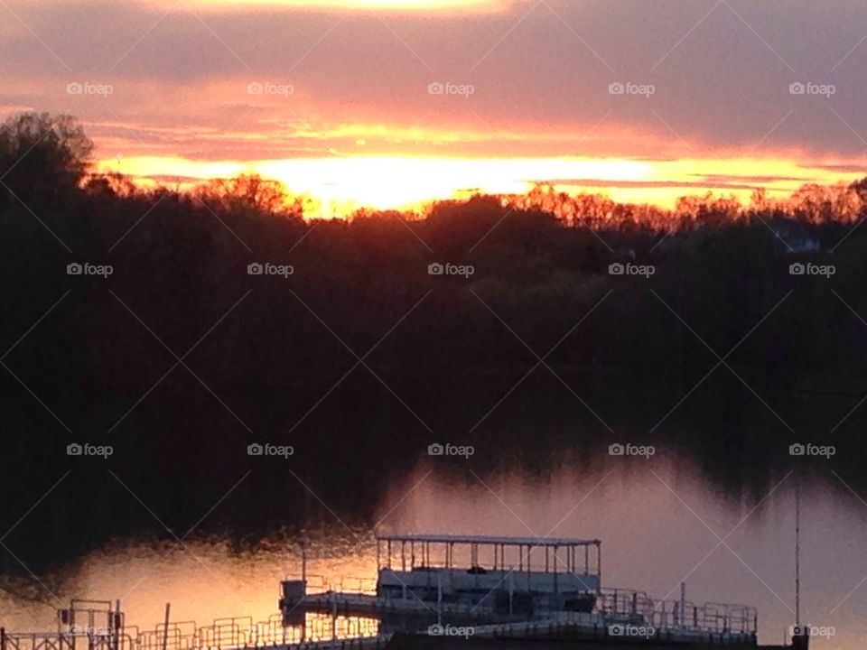 Sunset at Black Hill Park in Germantown USA