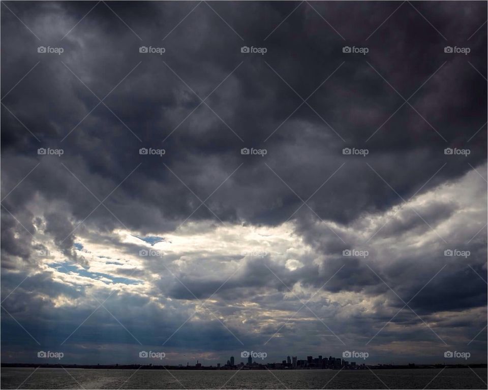 Ominous clouds over Boston