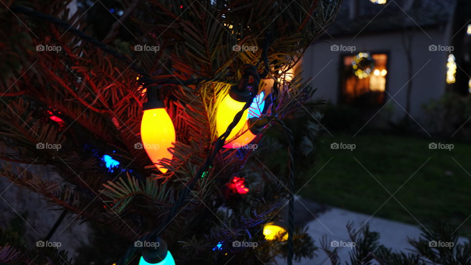 Christmas lights outside a house