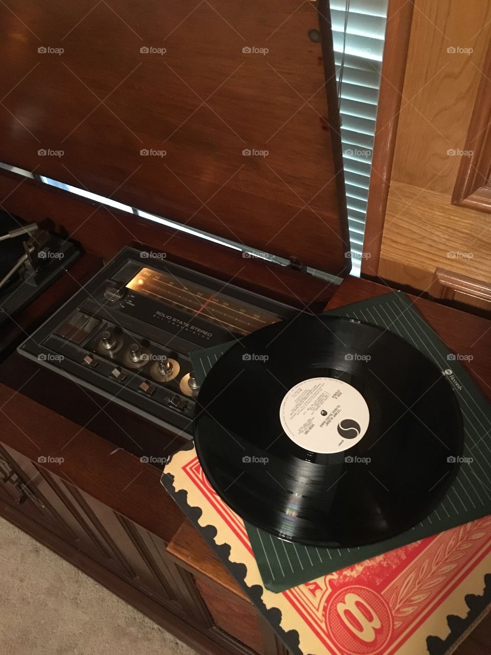 Vintage radio with vinyl 