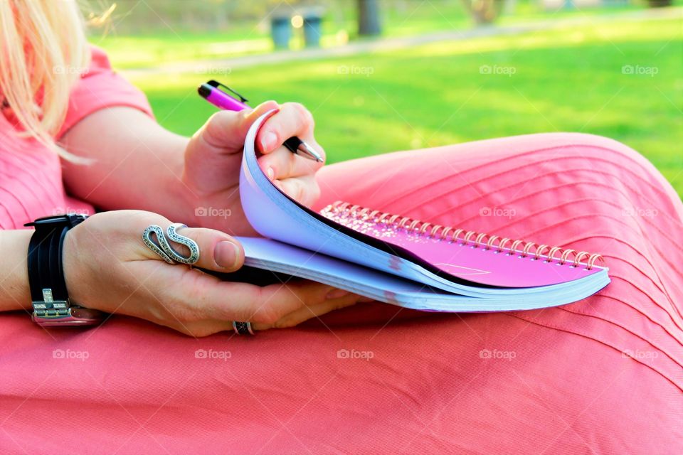 At the park with my Cambridge planner
