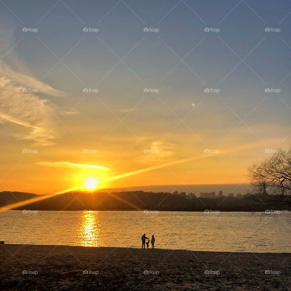 beautiful sunset on the shore