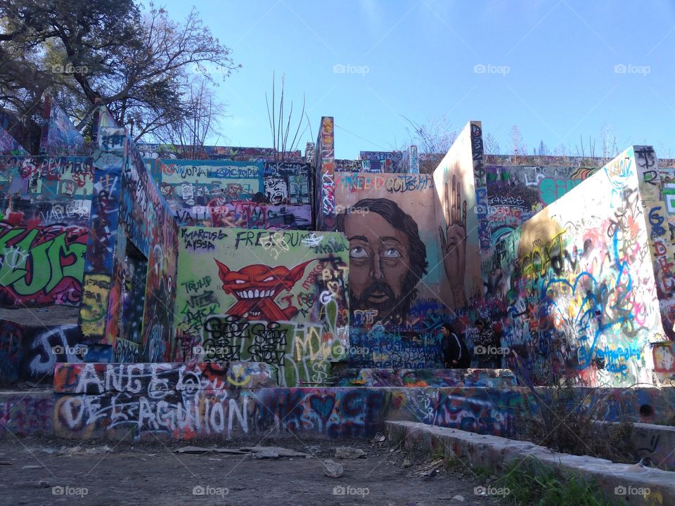 Visiting the well known Graffiti Wall in Austin, Texas.