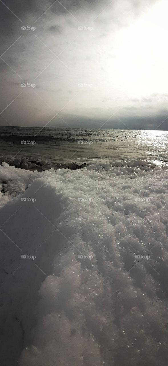 snow on the sea