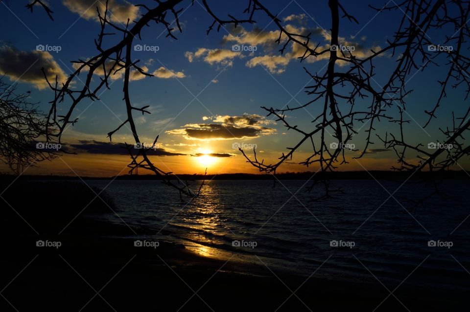 spring sunset on the big river