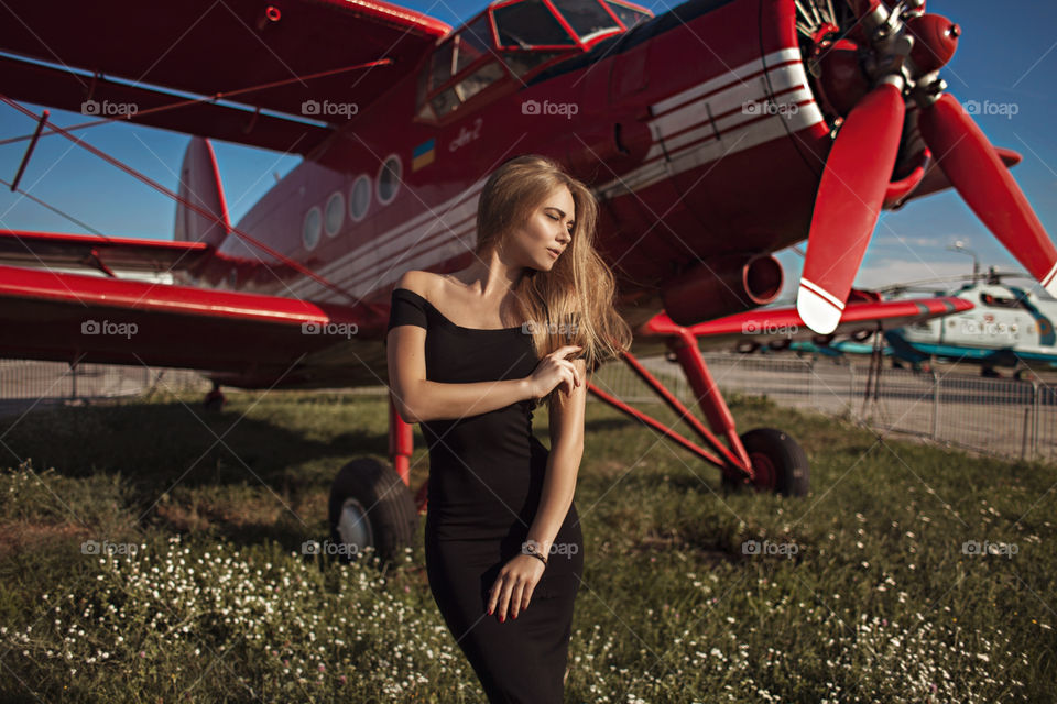 Girl and airplane