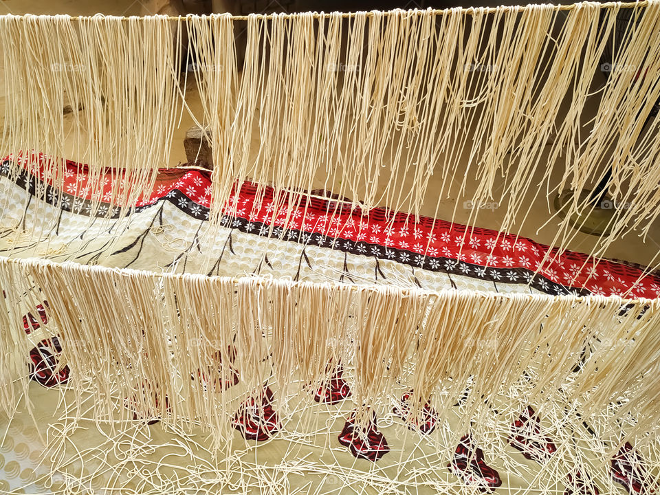 Dried Saviyan rope made of dough to dry in the sun.Seviyan is made in India in the month of Sawan.