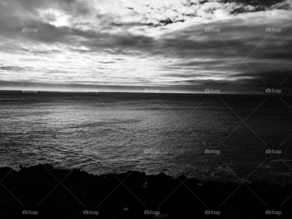 Black and white coastal picture