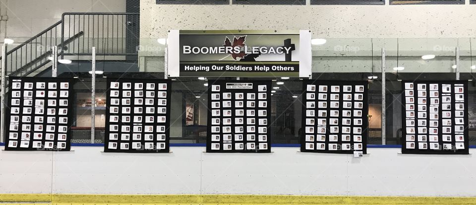 Boomers legacy is a nonprofit in Canada to help soldiers. It is in honour of Boomer who was a medic in the Canadian military and killed in Afghanistan. boomerslegacy.ca. Each white square represents a Canadian soldier killed in action since Sep 11.