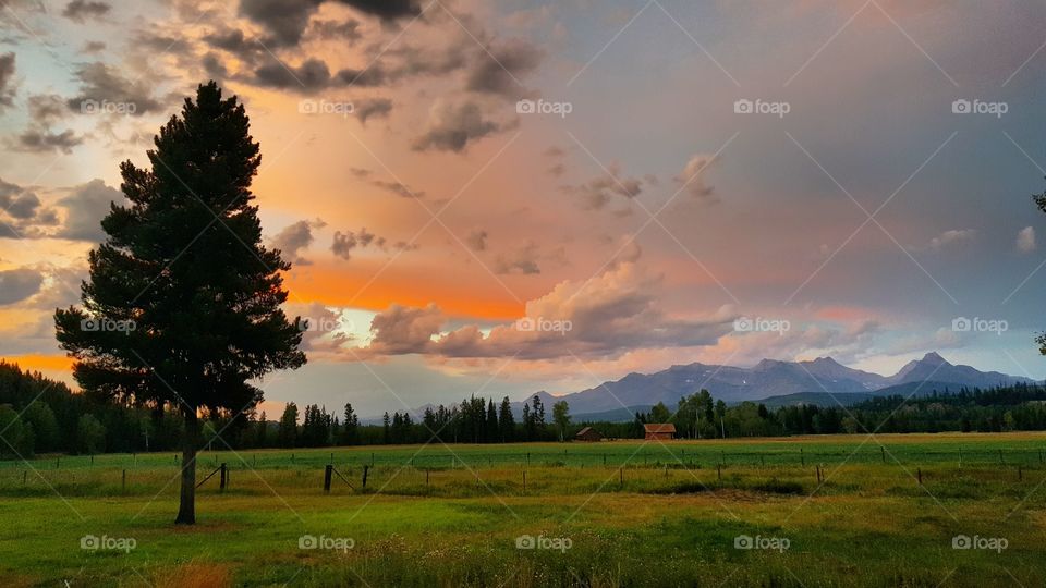 Mountains Sunset at Glacier National Park, Montana