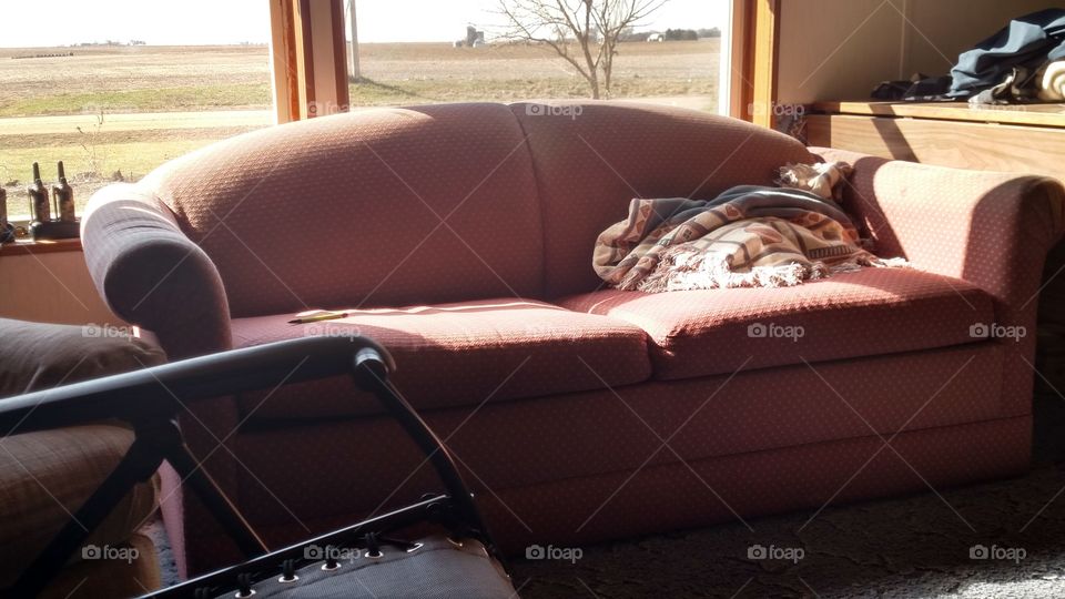 Pink couch in the