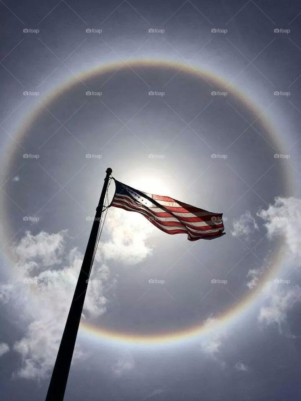 Sun Halo around American Flag