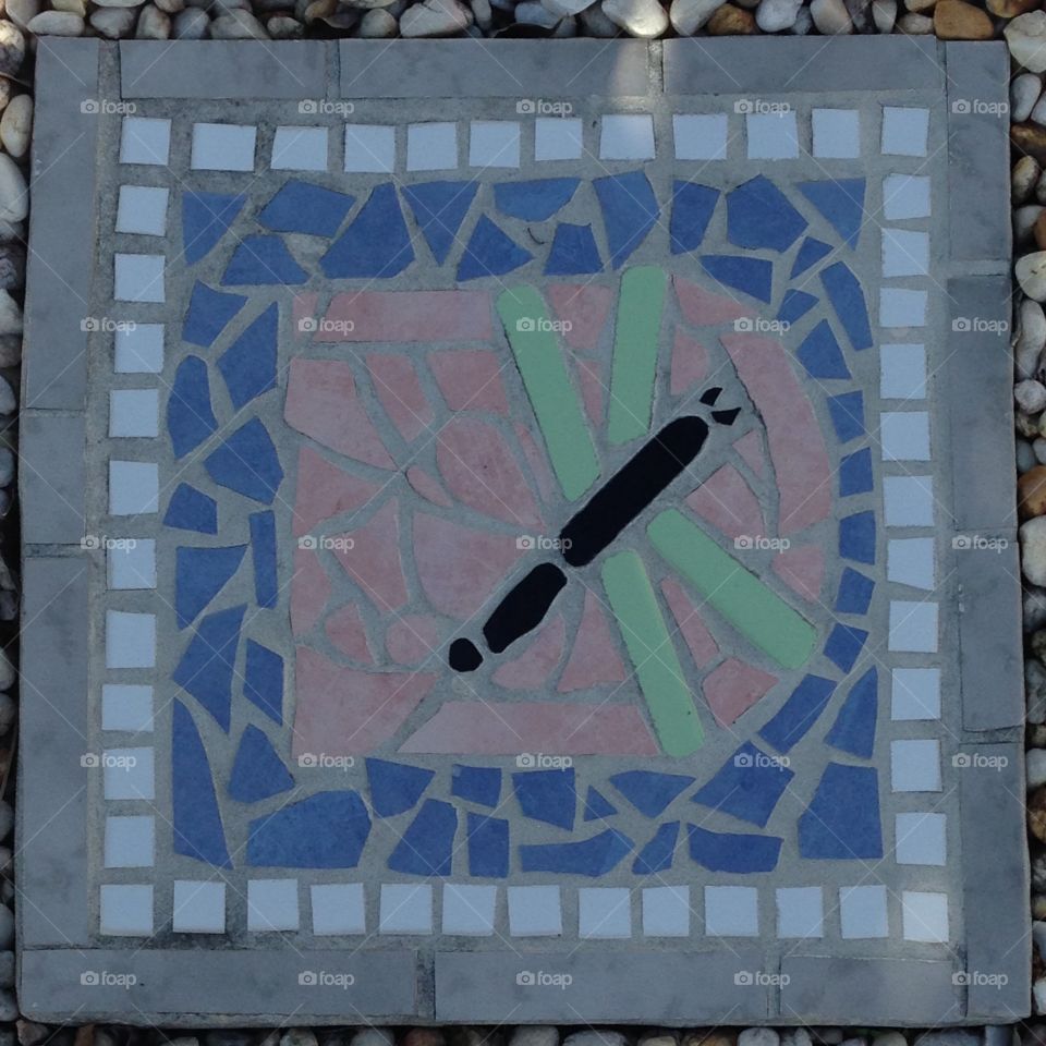 Dragonfly mosaic stepping stone