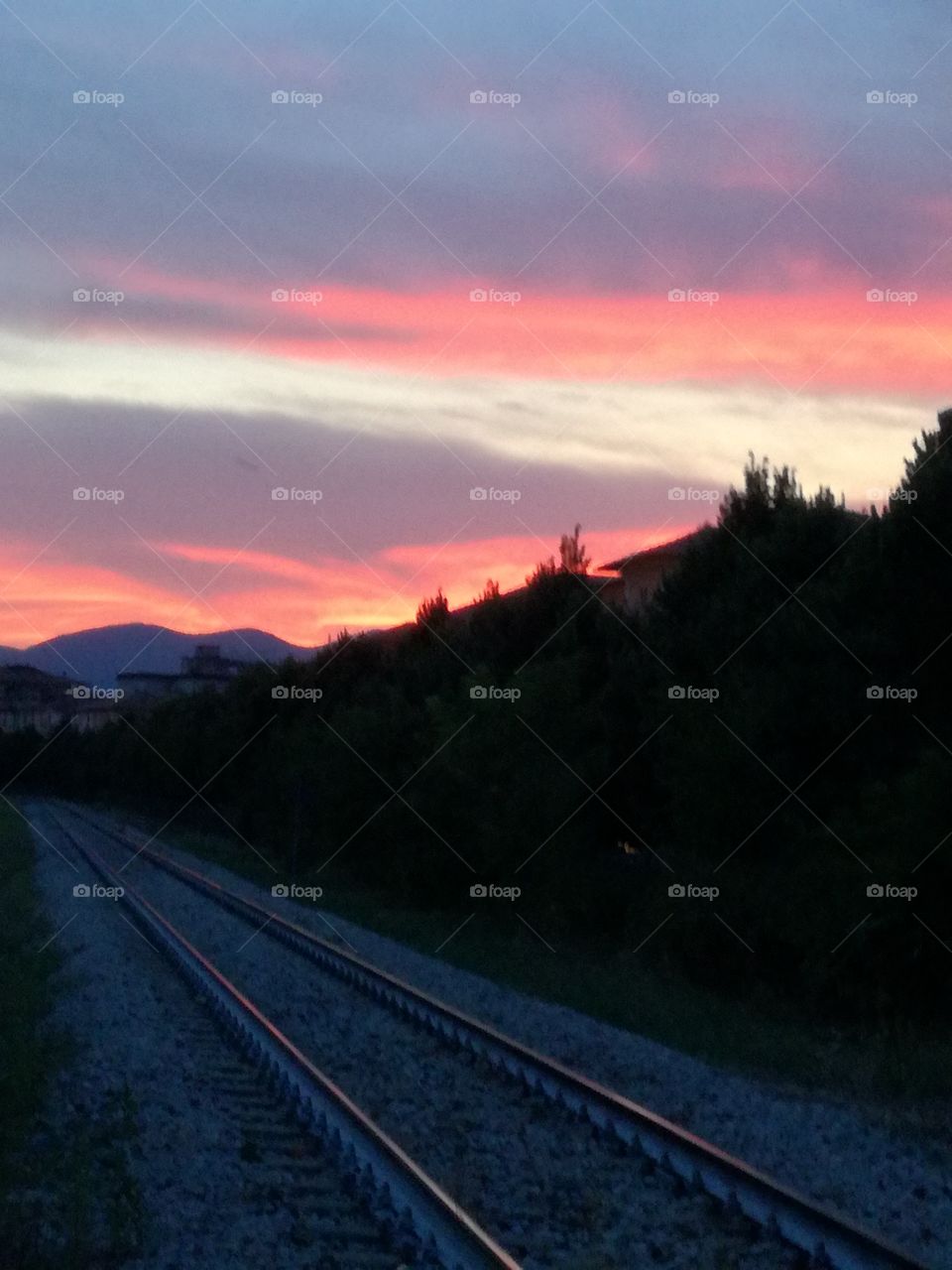 Railway at sunset