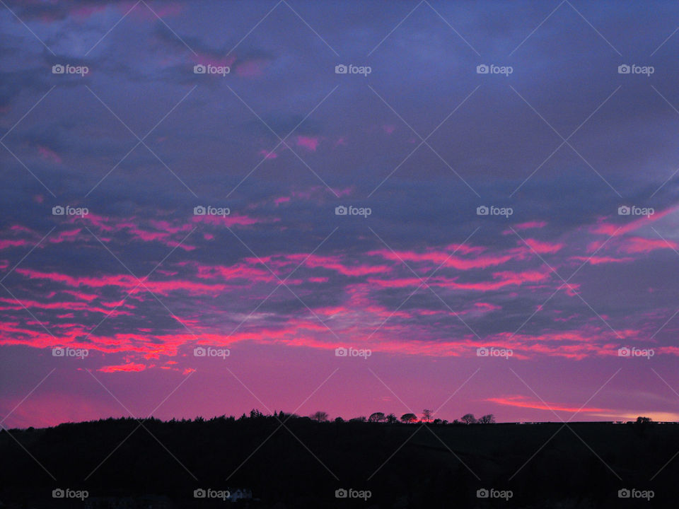 Sky on fire over Newtown Powys