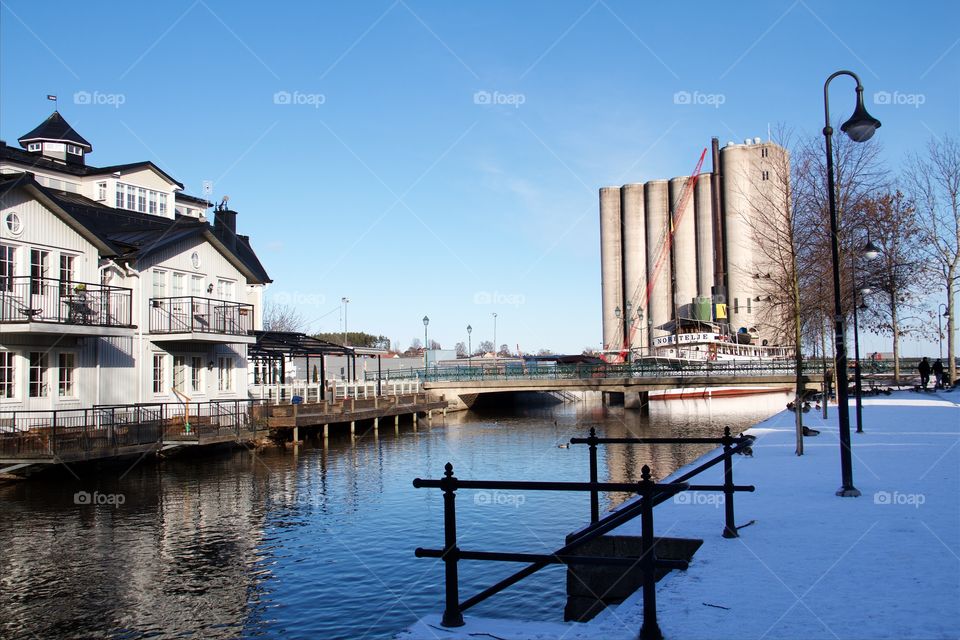 Silo at the harbor in Norrtälje, Sweden 