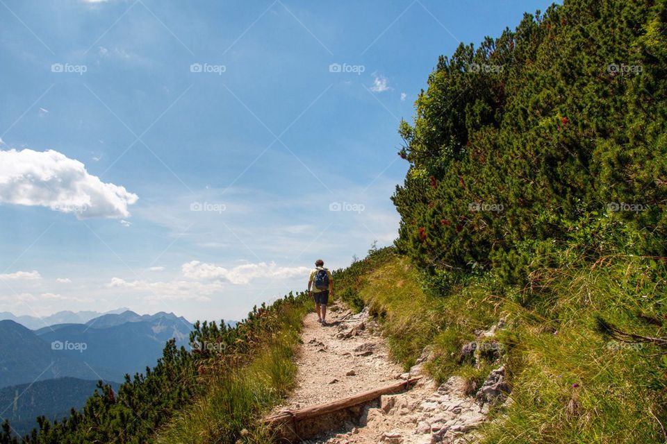 Man hiking in the German alps 