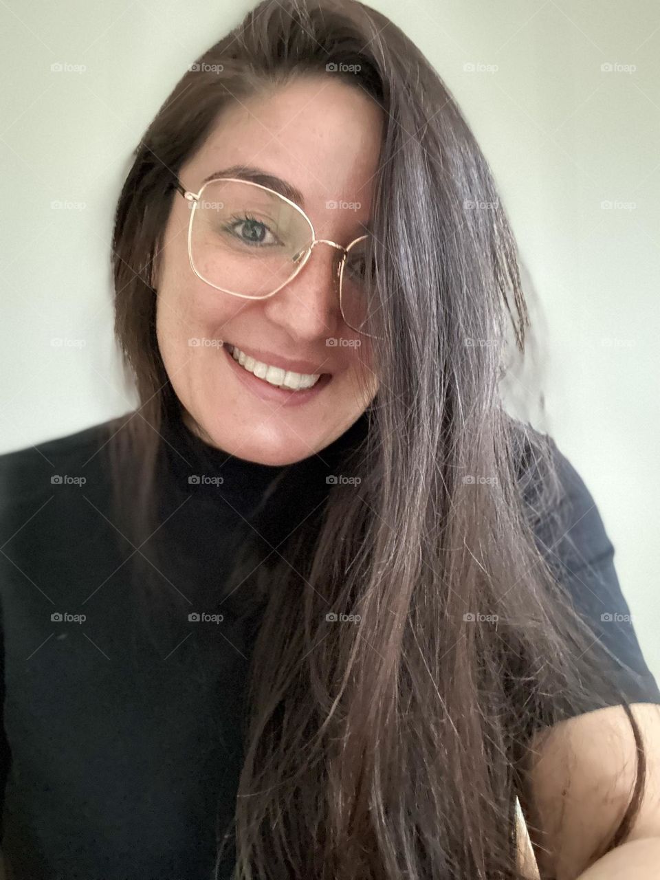 Woman with vintage glasses and beautiful smile