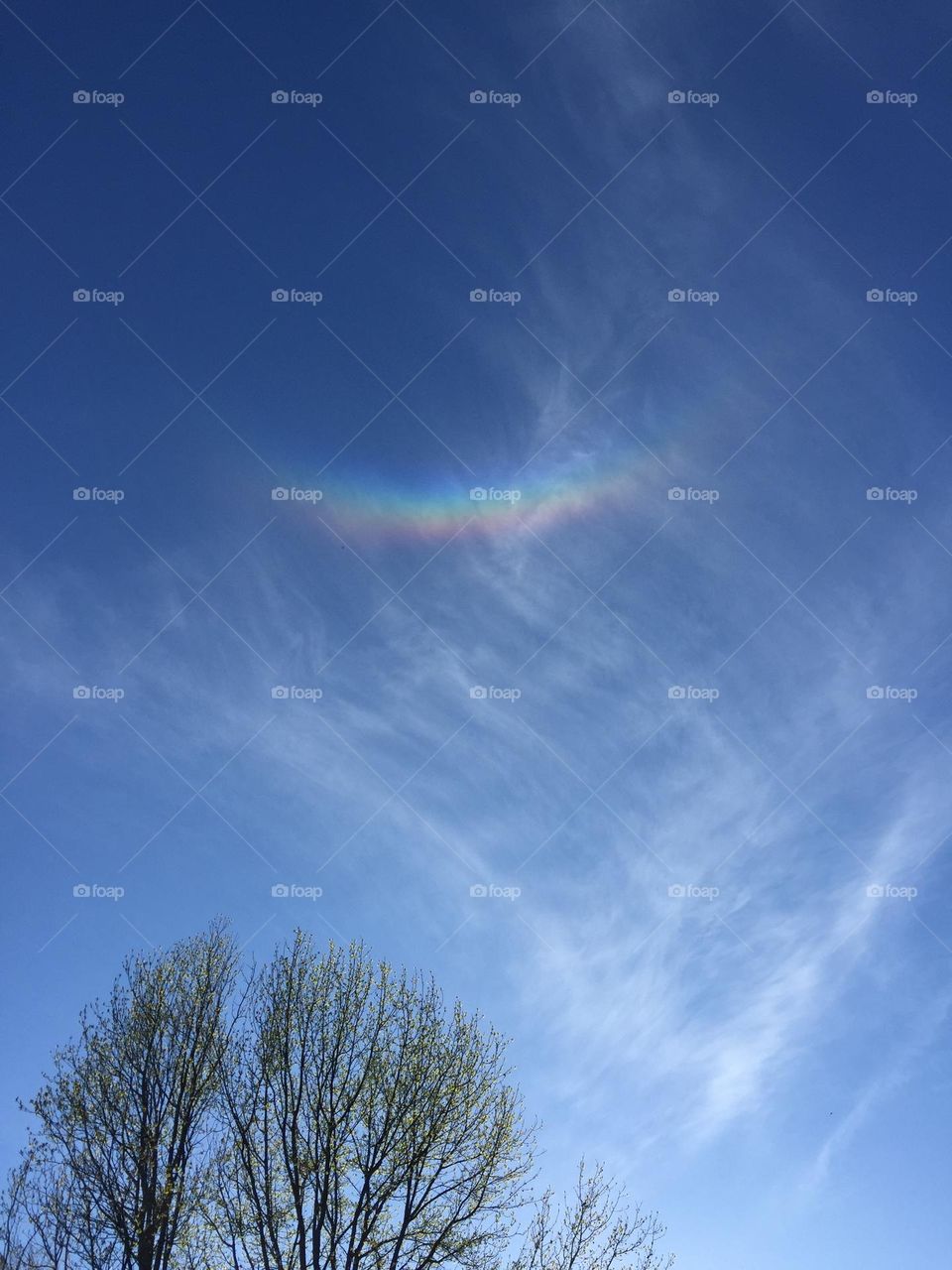 Rainbow Sundog in Blue Sky