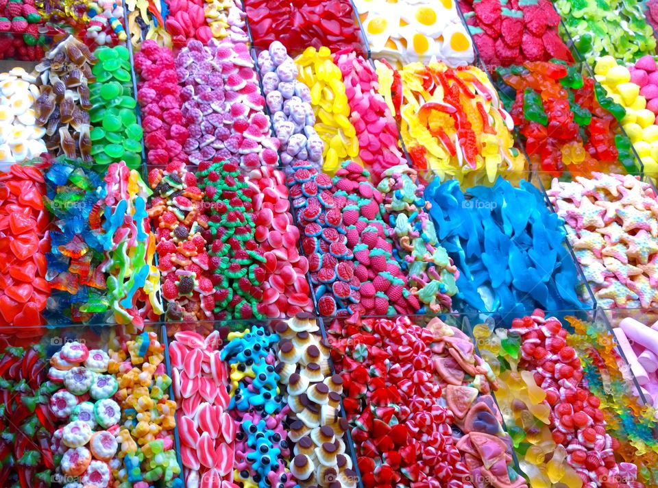 Colorful candies. Assortment of colorful candies at a market