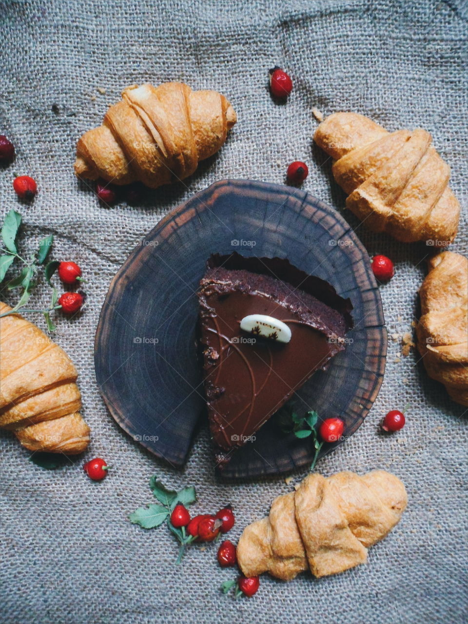 homemade croissants and cake