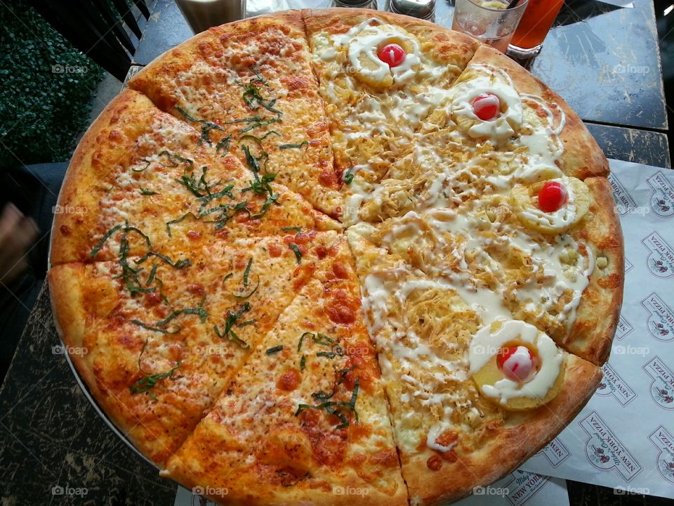 High angle view of pizza