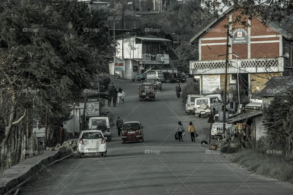 A small town road in Ukhrul, Manipur, India.