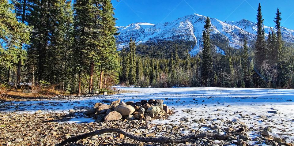 Fire pit in the October Yukon Fall