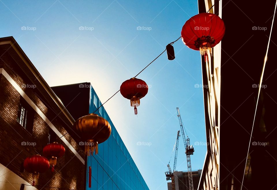 Lanterns in the city. 