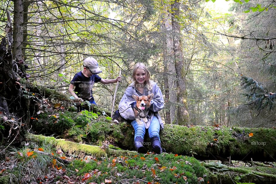 Playing in the forest