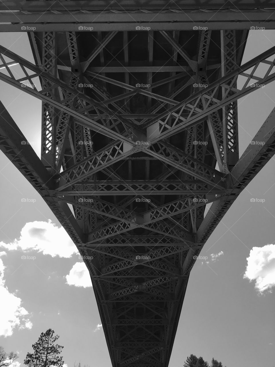 Underside of bridge - black and white
