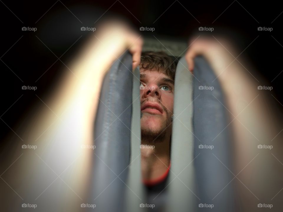 Portrait of my youngest son doing “Butterflies” during a workout 