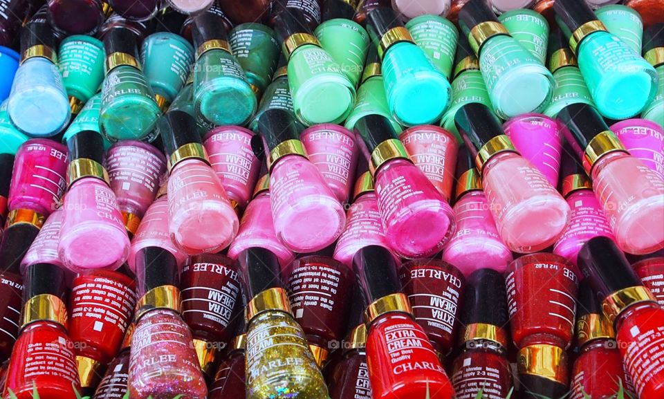 Abstract bottles of nail polish