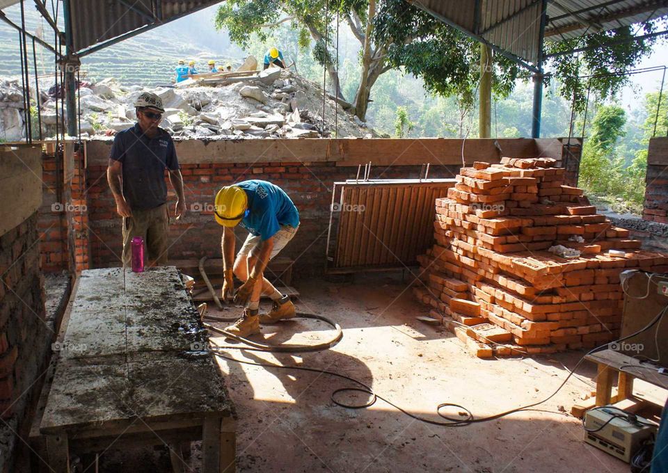 Building up new schools after earthquake  in Nepal