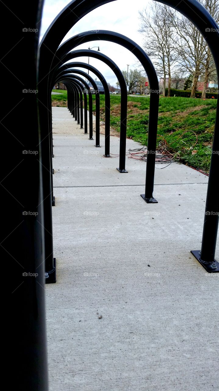 bike rack arches on concrete