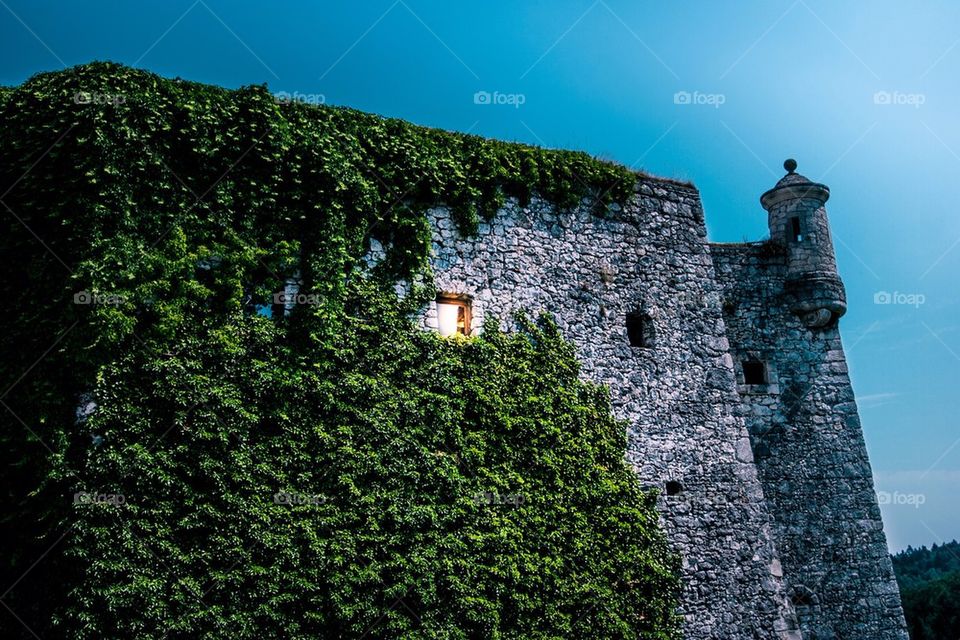 Pieskowa Skała Castle at evening. Ojców, Poland