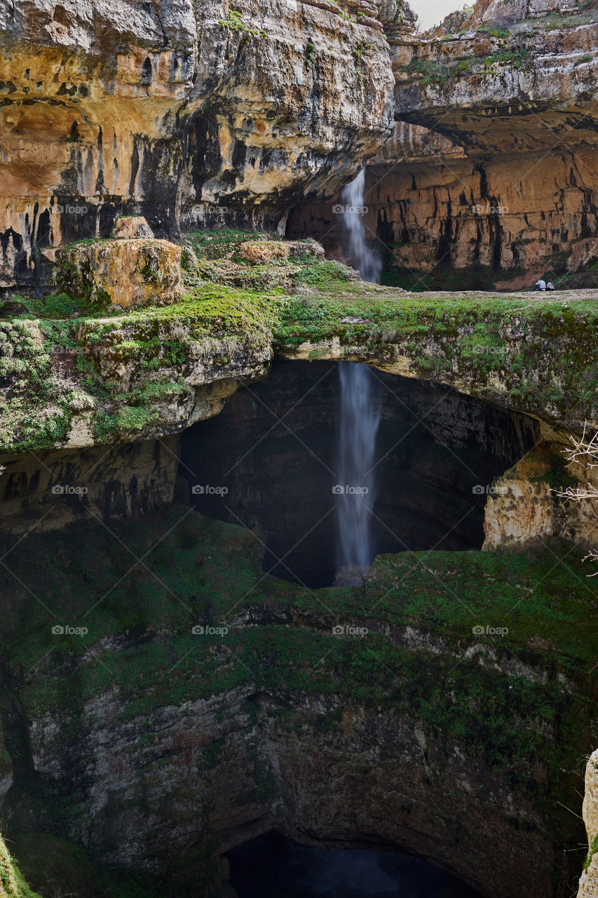 Balaa gorge waterfall. Three natural bridges. Lebanon 